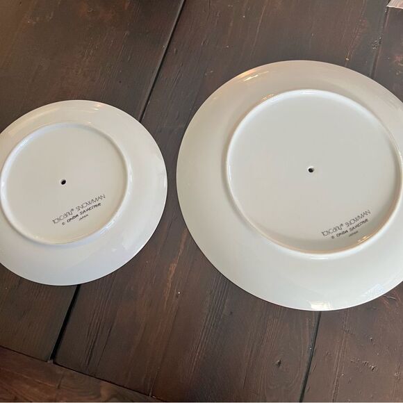 Rear Vintage Toscany Snowman 2 Tiered Glass Set by Lynda Sylvester - Picture 5 of 9